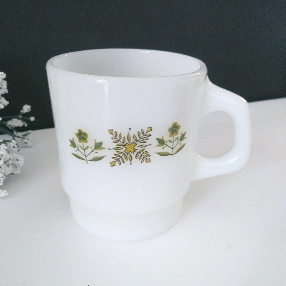 Milk Glass Meadow Green Coffee Mug